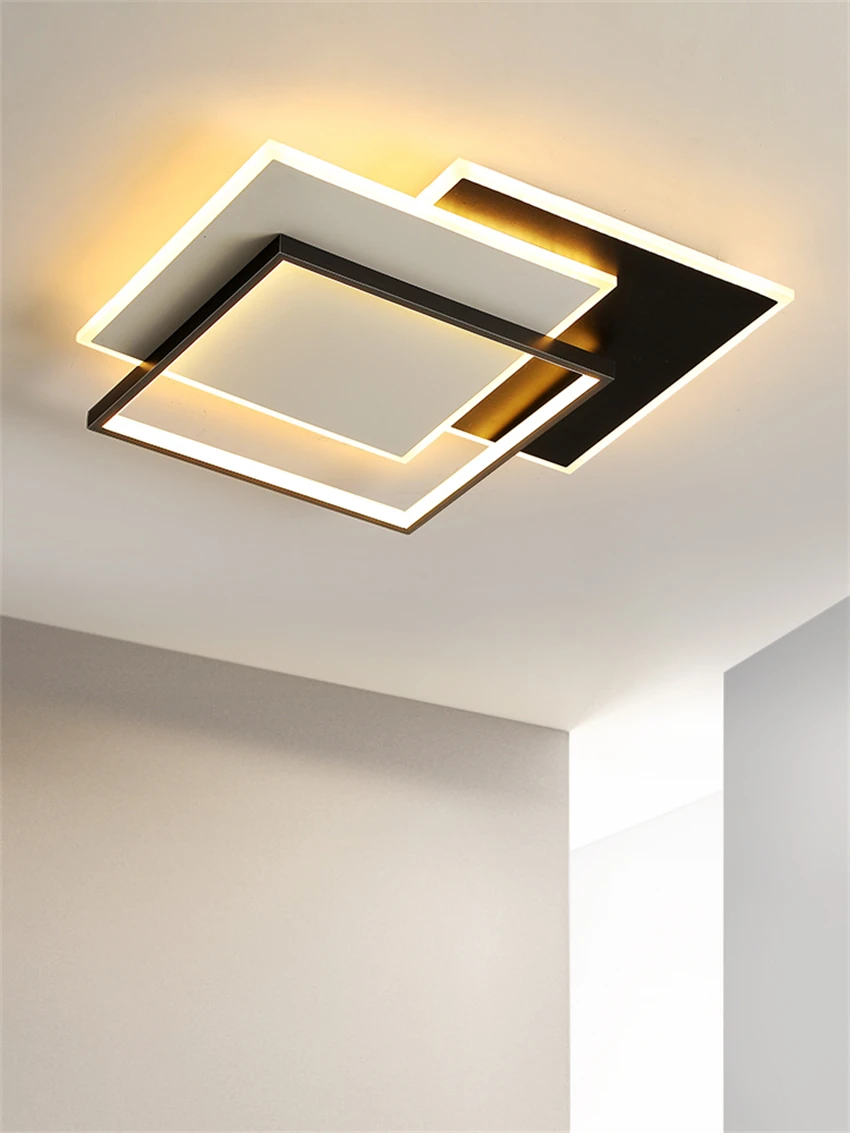 Square splicing dimming LED ceiling lights bedroom light room modern lamp black white lighting study ceiling lamps fixtures