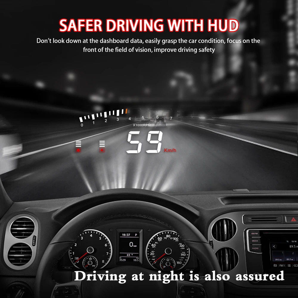 X5 Car OBD Head Up Display Multi Function Digital Car Speedometer KM/H MPH RPM Tachometer With Voltage Water Temp Alarm