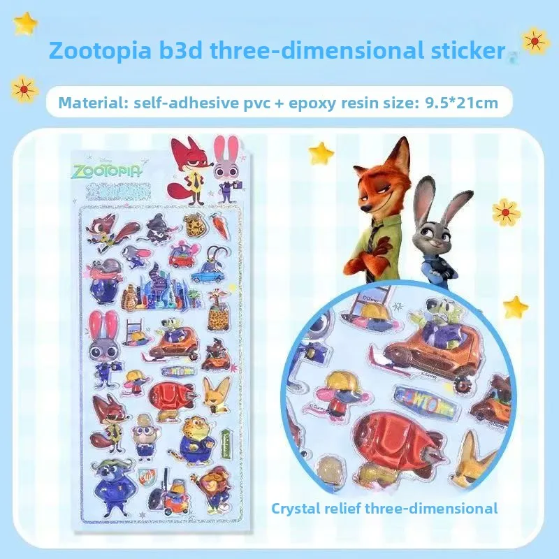 Disney Zootopia 3D Embossed Transparent Stickers Anime Merchandise Vibrant Colors High Quality Design Reward Sticker Kawaii Gift