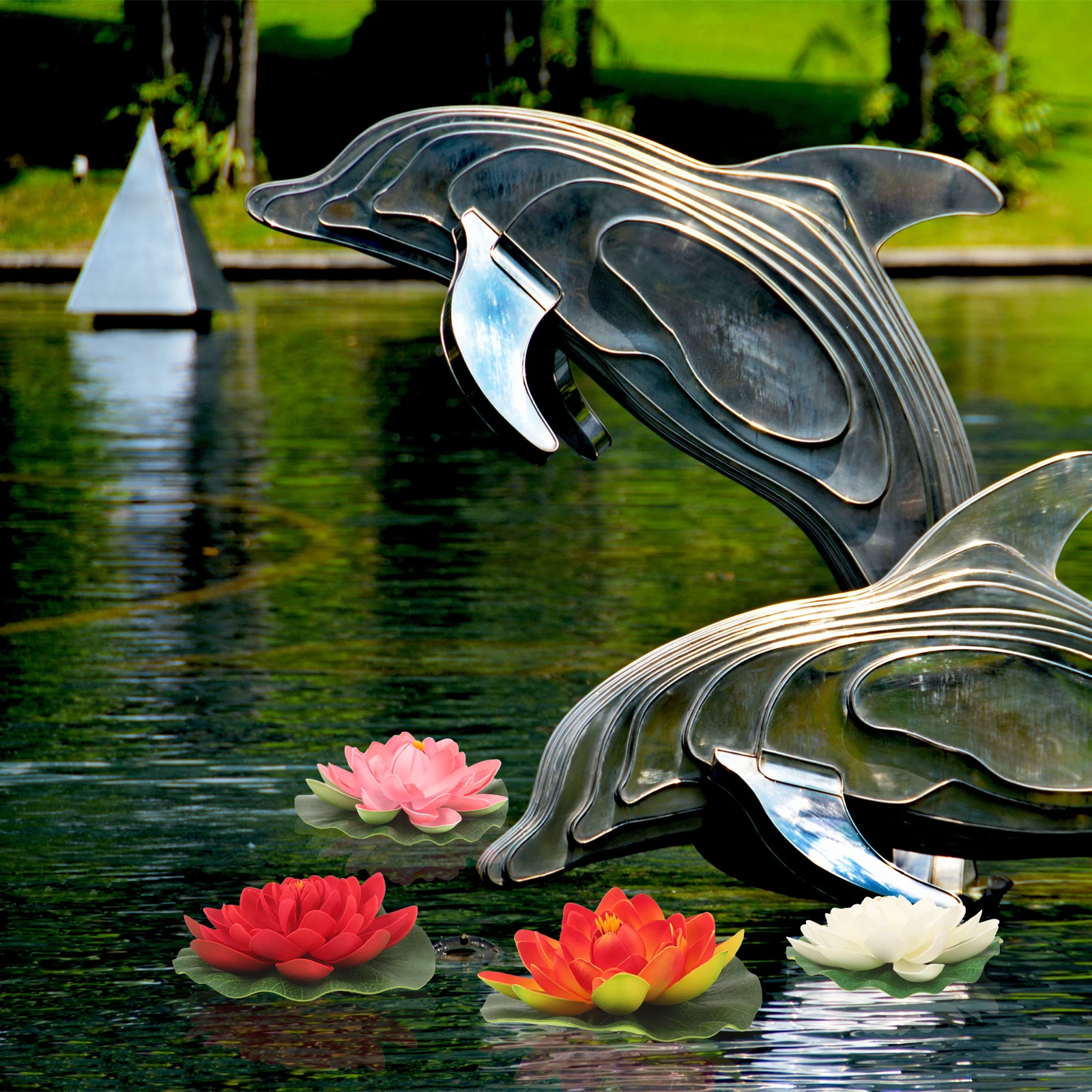 

4Pcs Simulation Floating Water Fish Tank Decoration Home Garden Artificial Water Lily Colorful