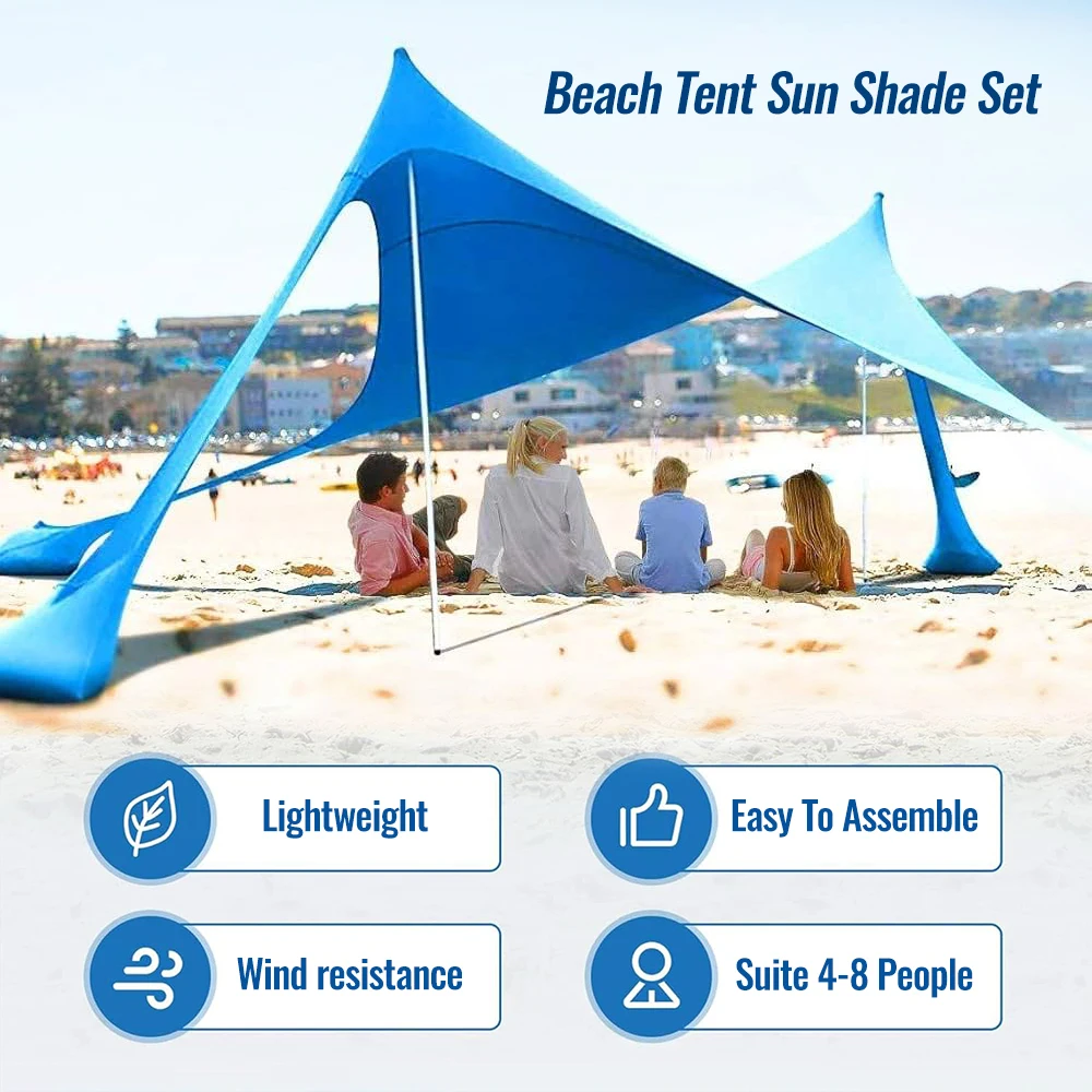 Portable Lycra Beach Canopy Tent UV Protection Sunshade Easy Setup Outdoor Shelter for Camping Picnic Fishing and Beach Use