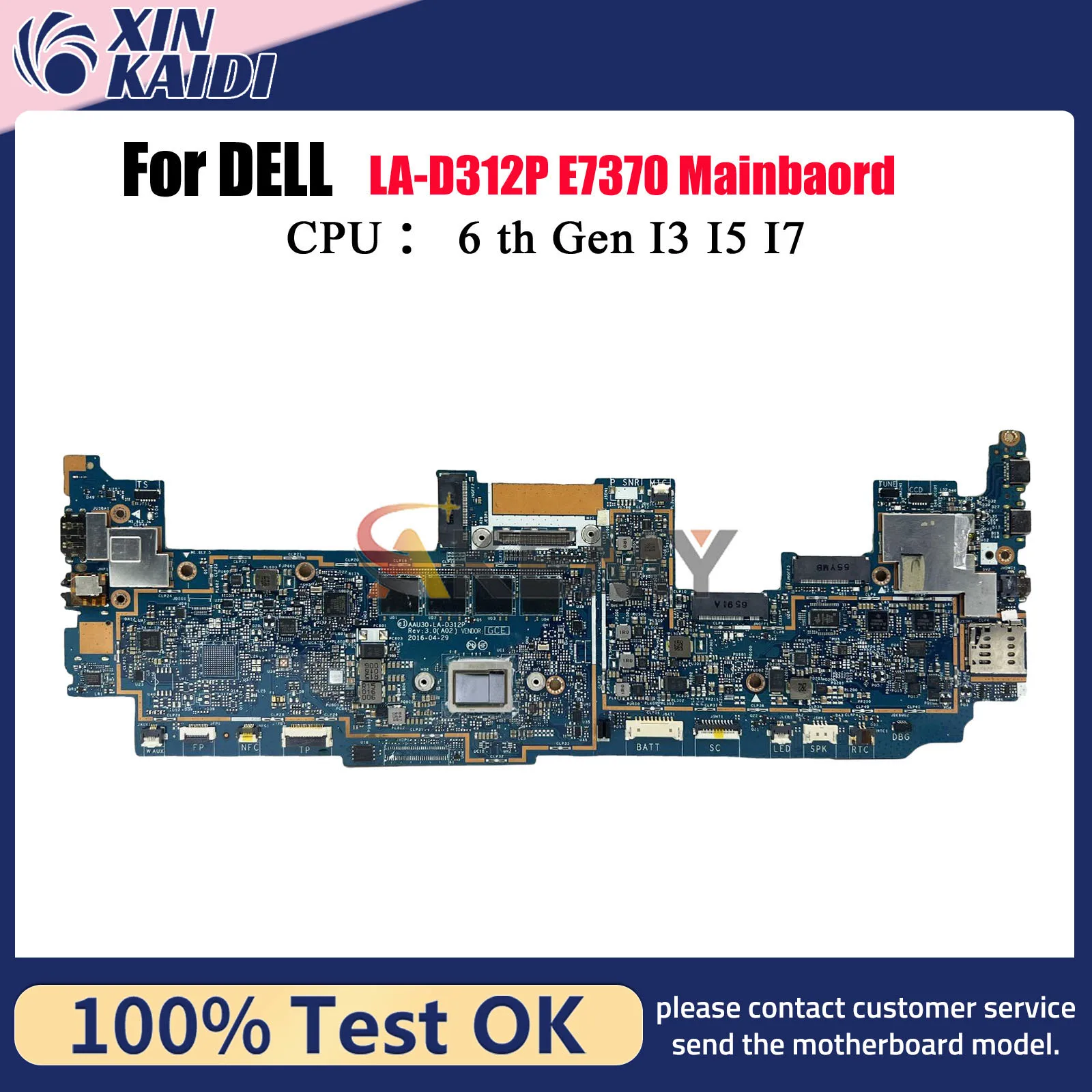 

For Dell Latitude 13.3 7370 E7370 Laptop Motherboard LA-D312P CN-0MN6H4 CN-0X95H8 0DHF1J 100% Tested OK