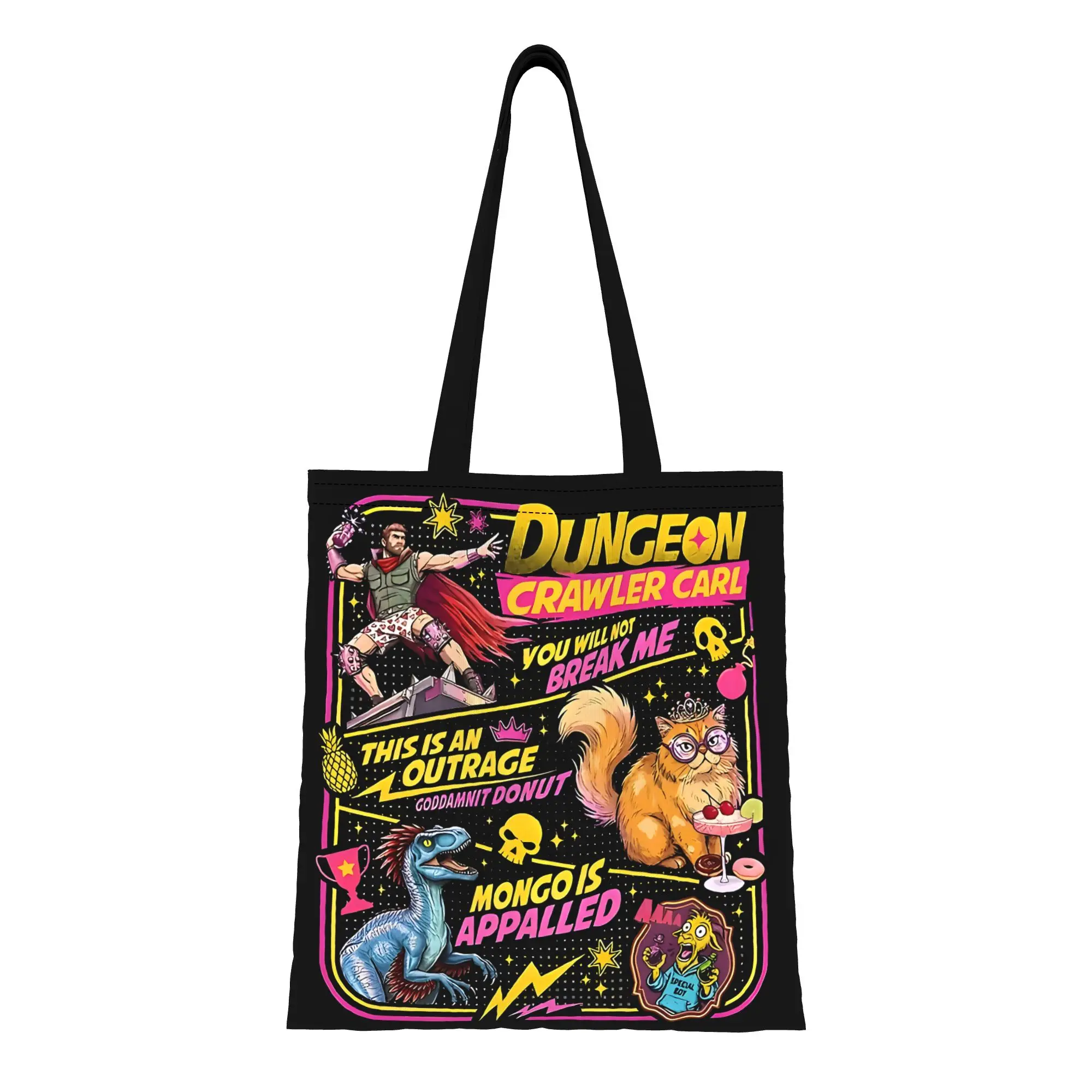 Dungeon Crawler Carl Donut Mongo Fantasy Book Series canvas tote bag,  casual style for daily shopping