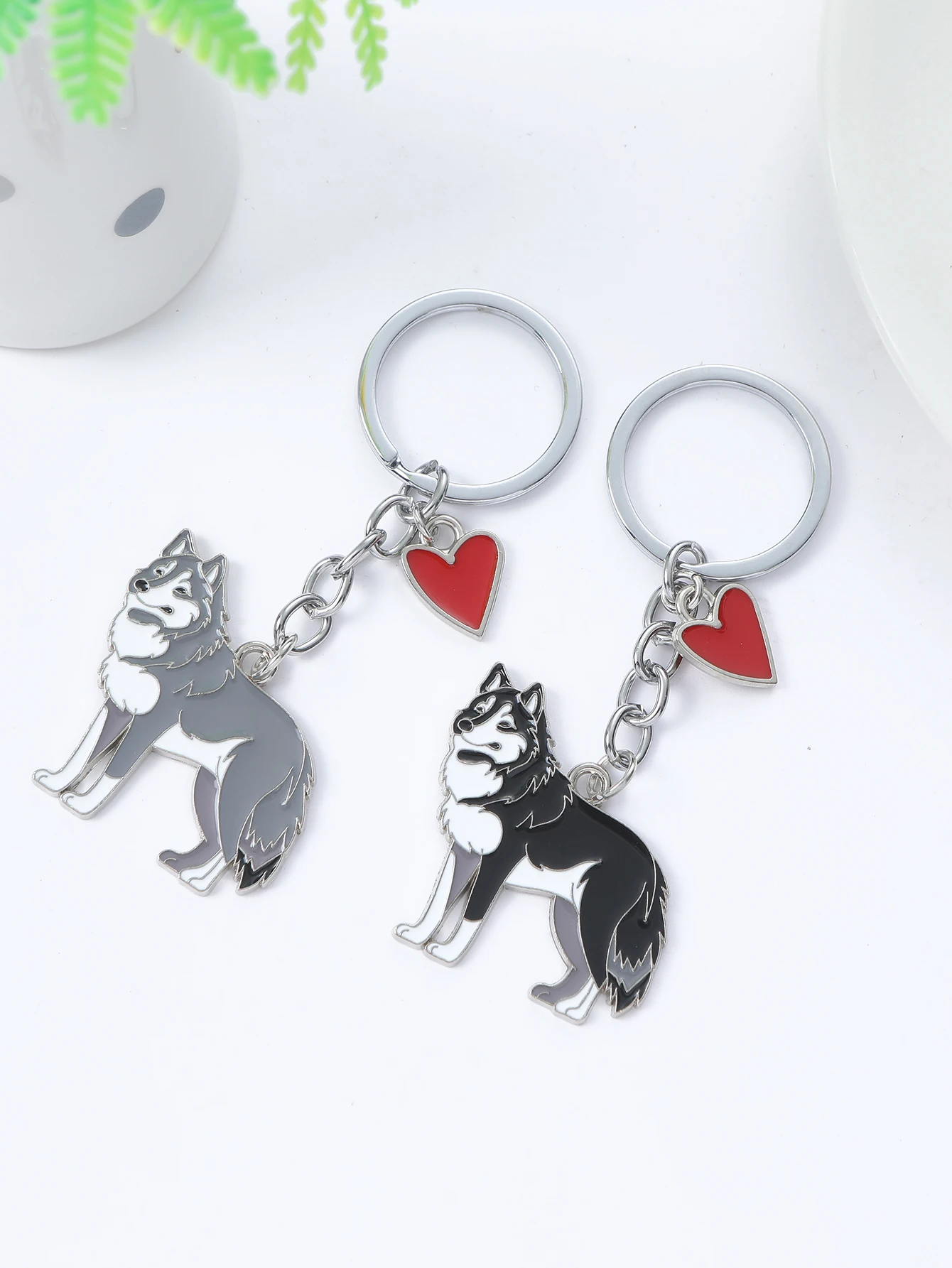 I LOVE Alaska Husky Dog Keychain Cute animal Cartoon dog Keychain dog Gift For woman Man Jewelry