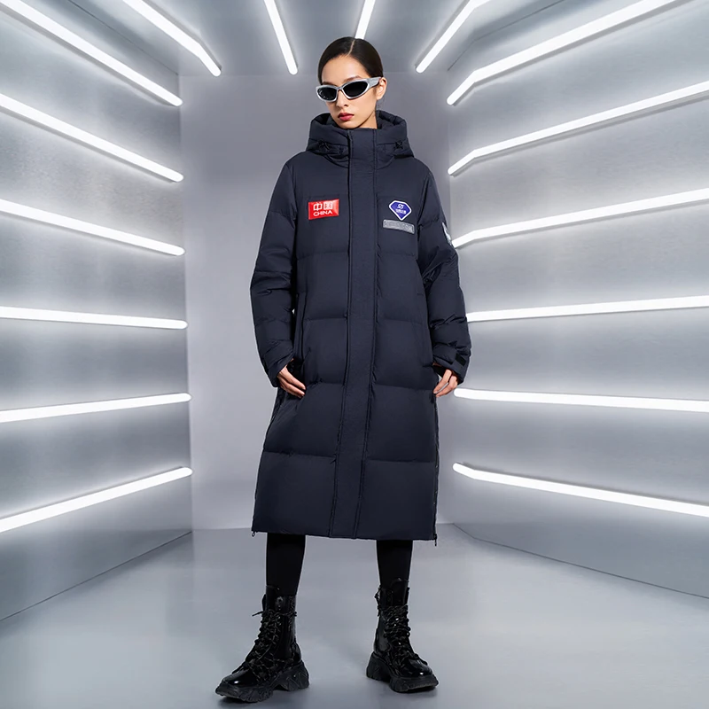 سترة Chericom Rocket طويلة مع فتحة بسحاب وأساور مقاومة للرياح وجيوب مائلة معطف ثقيل الوزن Y299078Y