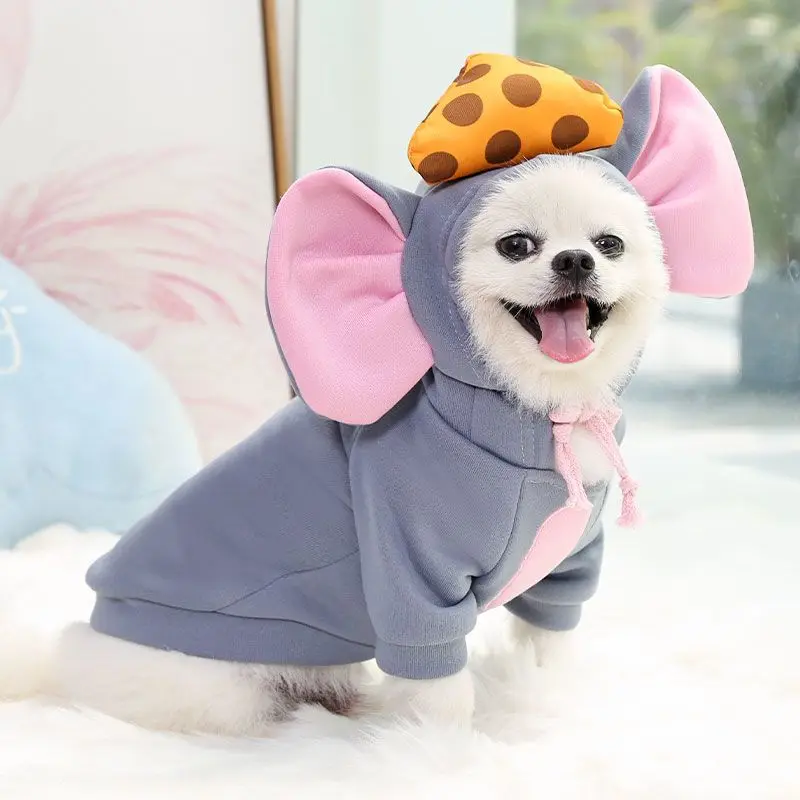 Suéter de lana para perro pequeño y mediano, ropa de Halloween para mascotas, disfraz de peluche Fadou Bomei, el ratón se convierte en perro gato, Otoño e Invierno