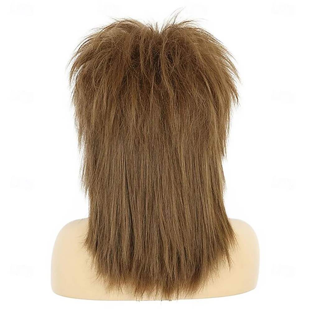 HAIRJOY ​​Kunsthaar-Perücke im 70er- und 80er-Jahre-Stil, Mullet-Perücke für Damen, schulterlang, gerade, braun, Rock, Disco, Cosplay, Party, Halloween, Kostüm-Perücke – Detail 5