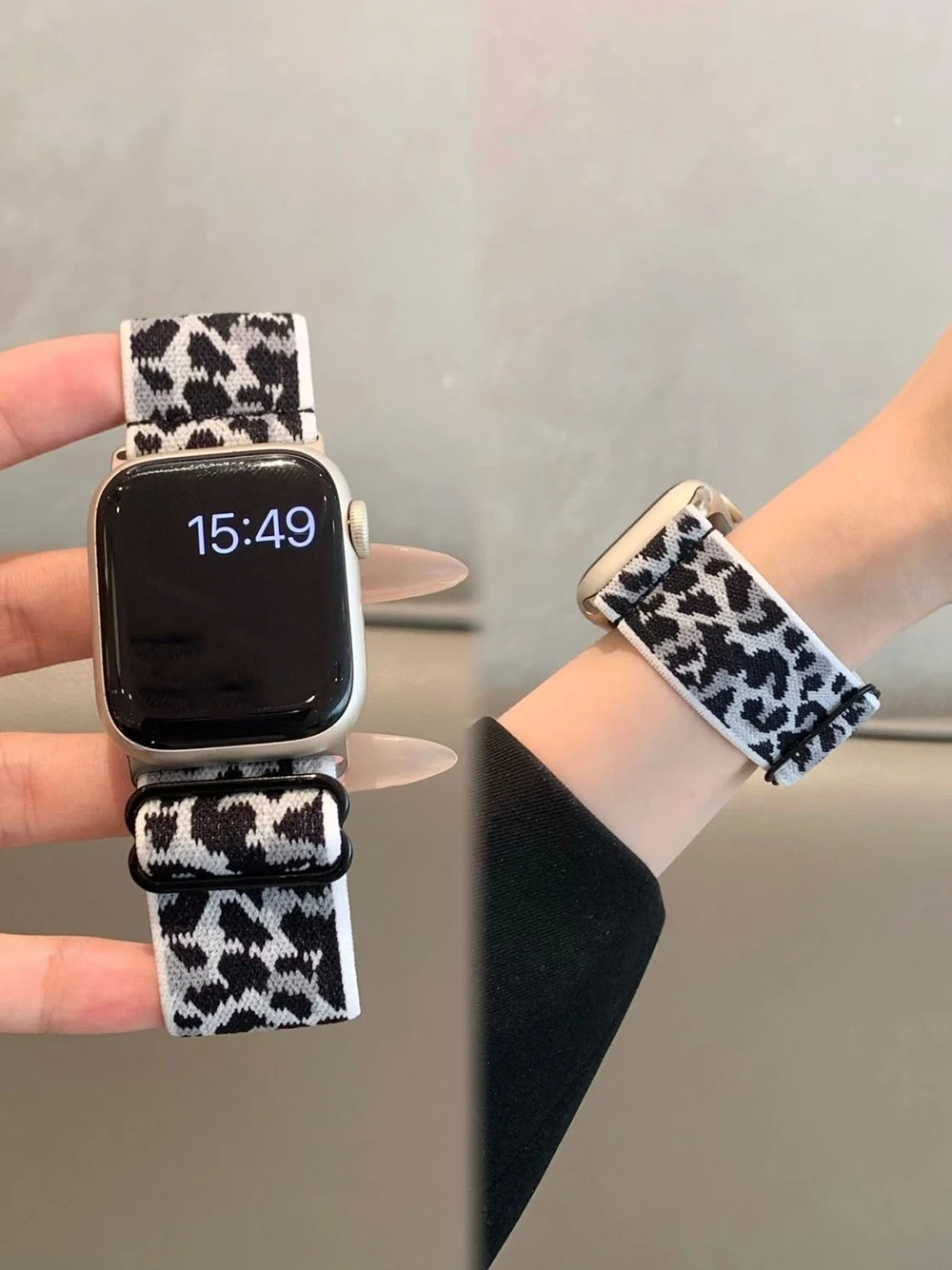 Leopard Stretchy Nylon Band For Apple Watch straps 49mm 44mm 40 mm 45 46mm 42 41 38mm bracelet iWatch series 10 9 8 3 SE ultra 2