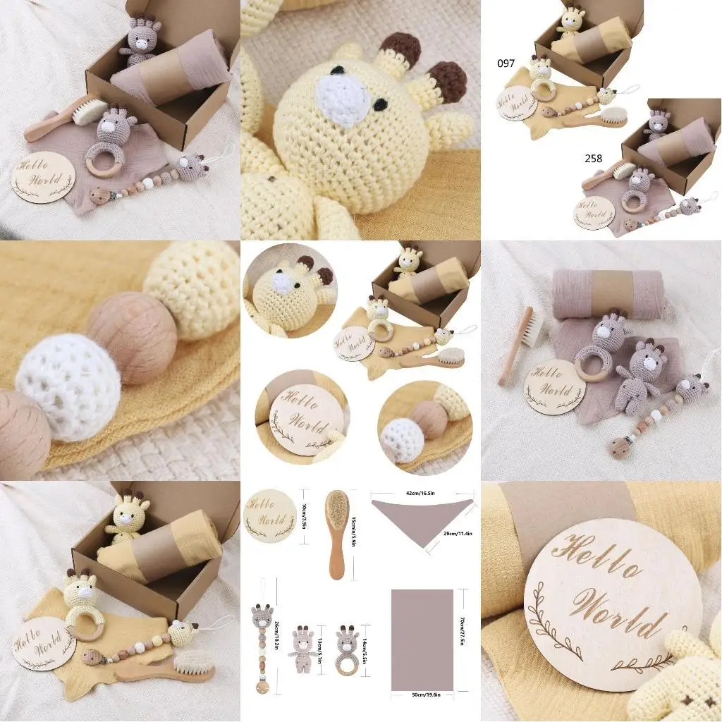 

Baby Teether Set Pacifier Accessories Anti-Lost Pacifier Clip Crochet Rattle Toy L8RB