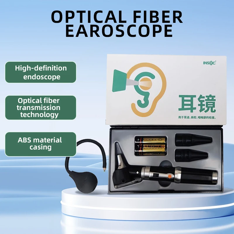 Otoscope LED avec détecteur auriculaire, airbag intégré, grande fenêtre, observation électronique intra-auriculaire, examen otologique, fibre optique