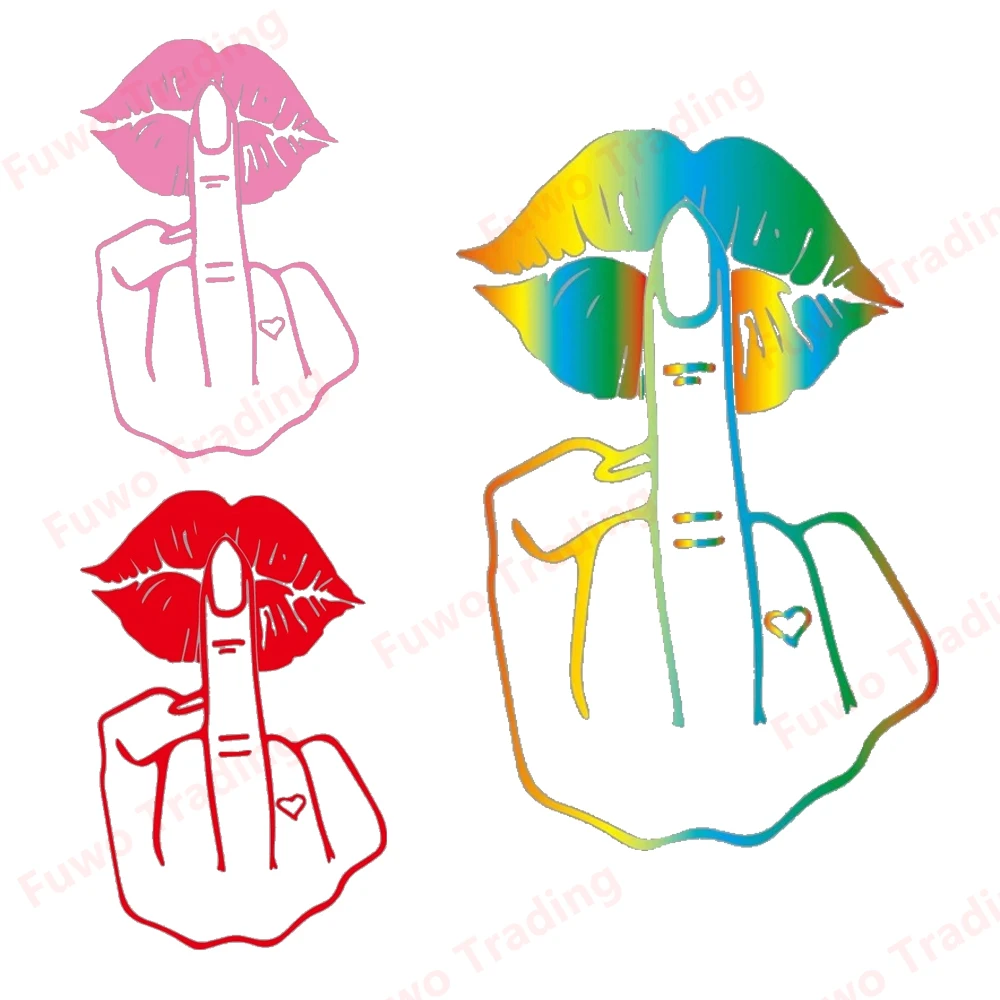 Personality Text Car Sticker Give You A Kiss Like A Middle Finger for Car Motorcycle Racing Helmet Laptop Trunk Body Car Decals