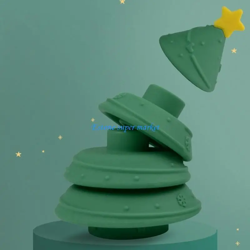 

090B Silicone Christmas Tree Toy Kids Stacked Intelligent Developing Color Cognition for Baby Girls Boys Learning Playing Toy