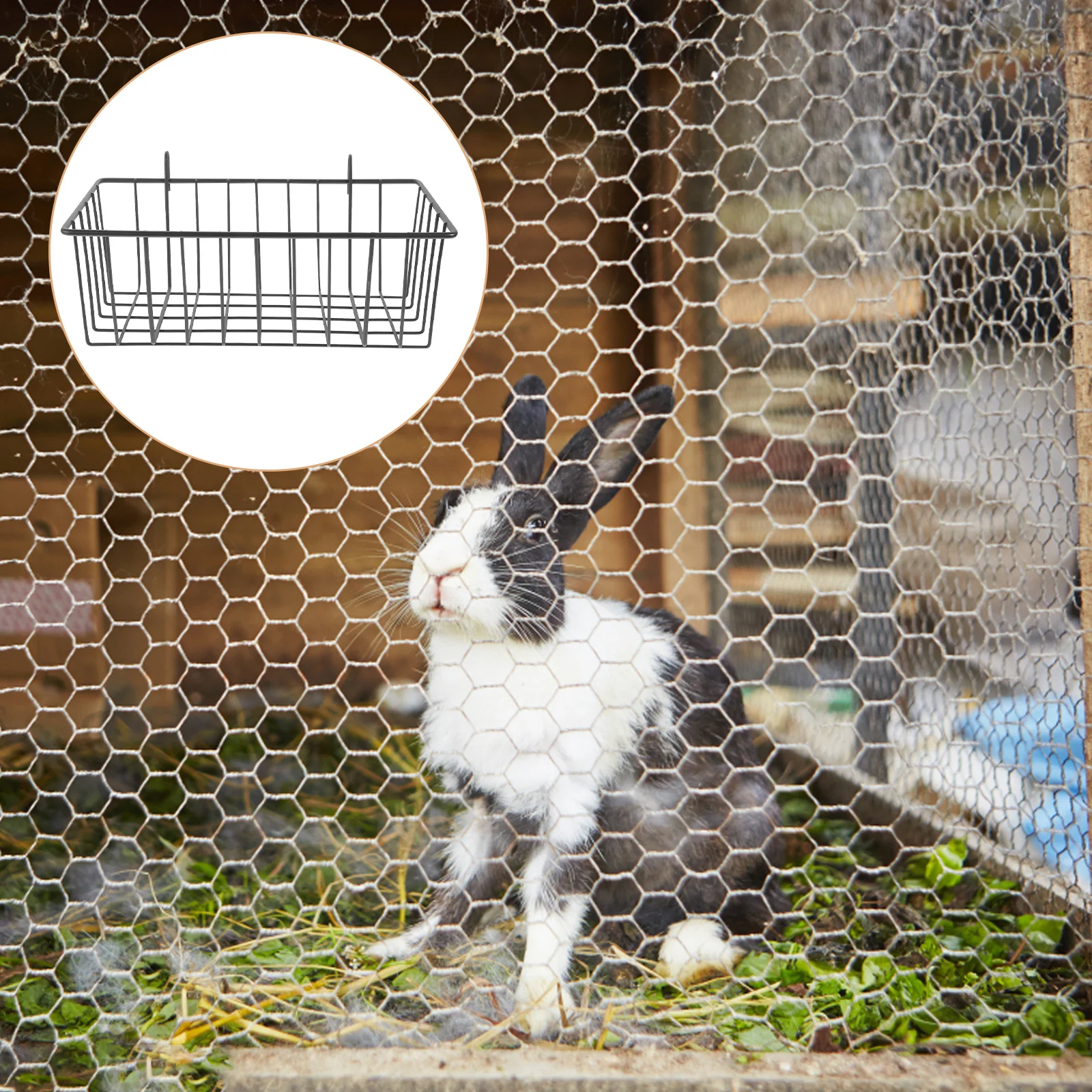 

Suspendable Rabbit Feeder Rack Pet Cage Organizer Daily Use Bunny Holder Wear-Resistant Keeps Cage Clean Fresh Tidy