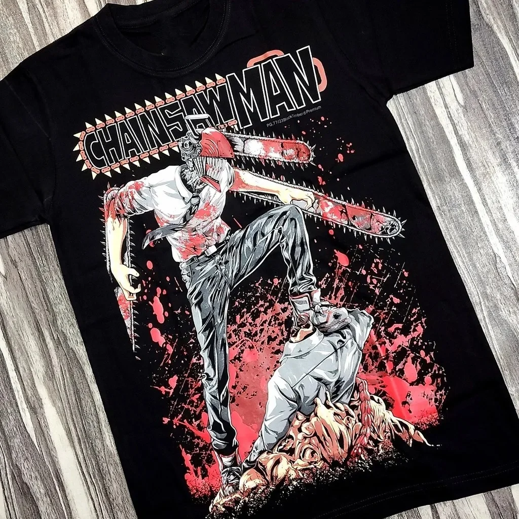 Chainsaw Man Anime Manga Blood Splatter Y2K Graphic T-Shirt Cotton Men Women Streetwear Tee