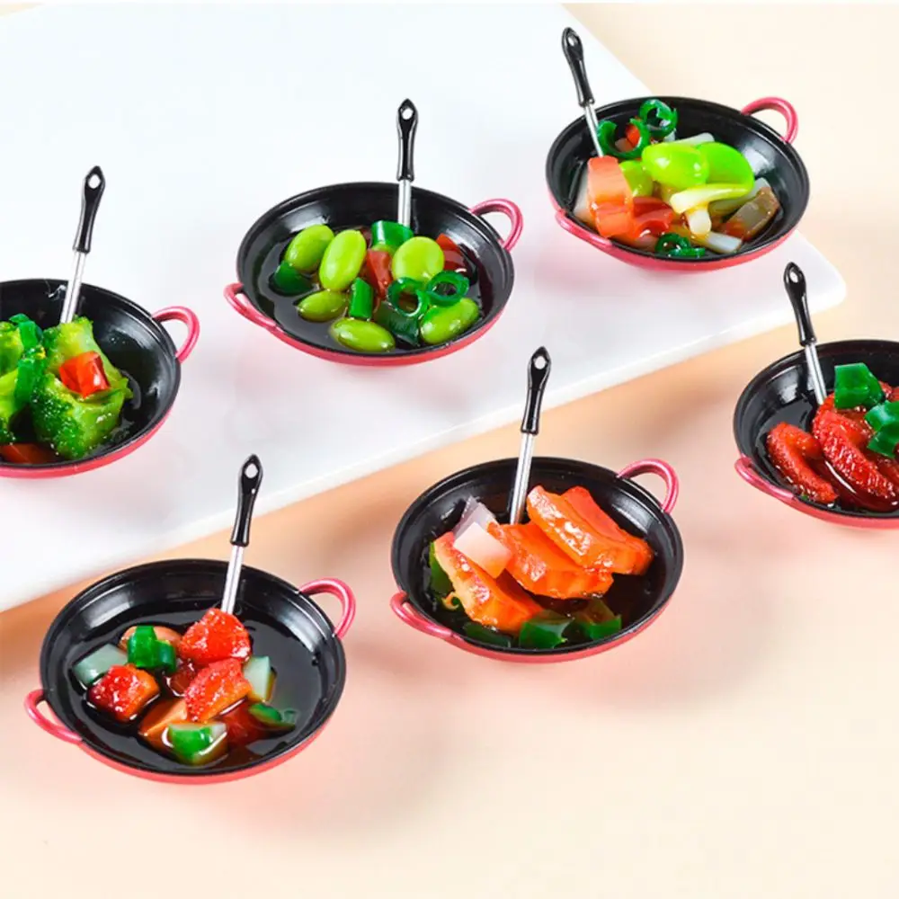 PVC Simulation Cooking Pot Accessories Mini Chinese Style 3D Simulation Cooking Pot Fried Egg Rice DIY Doll House