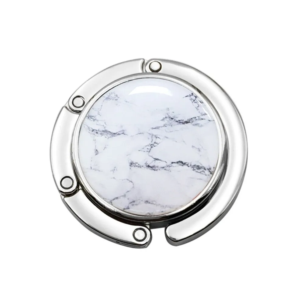 Fashion Foldable Handbag Hook Portable Creative Briefcase Hanger Durable Marble Pattern Desk Hanging Rack for Table