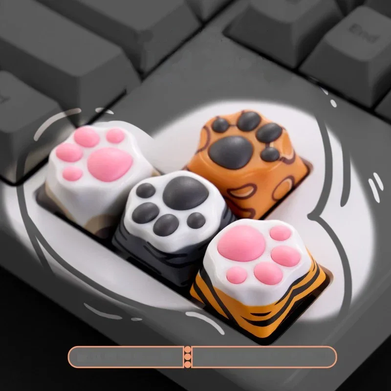 Comfortable Feel Keycaps ABS Animal Theme DragonLi Ragdoll Cat Claw Keycap with Storage Box Mechanical Keyboard Accessories