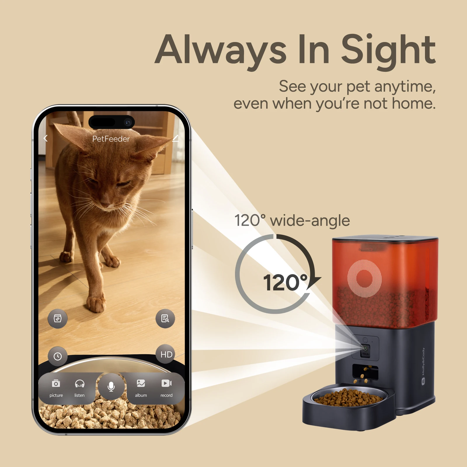 Automatic Cat Feeder with Camera: 6L Automatic Dog Feeder with 2-Way Audio Night Vision Dual Power Supply App Control 2.4G WiFi,