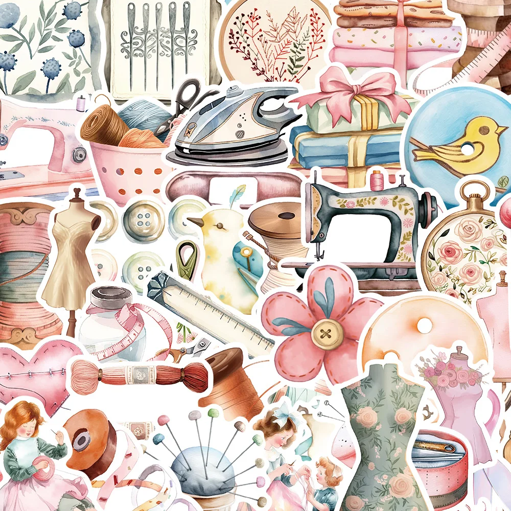 10/30/50Pcs Art Retro Sewing Machine Series AI stickers Decal Laptop Motorcycle Luggage Snowboard Fridge stickers