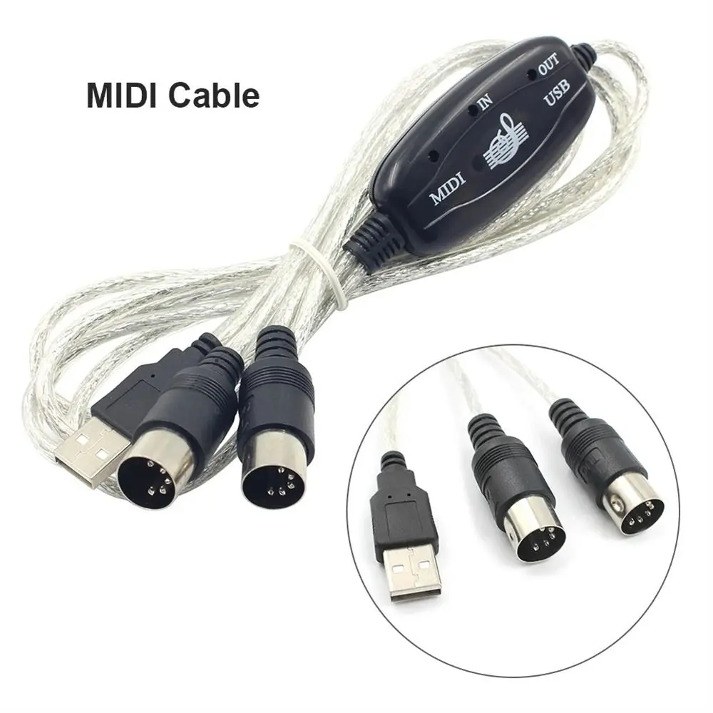 Music Line MIDI Interface for Electric Piano for Keyboard PC MIDI Cable MIDI to USB Cable USB IN-OUT Converter Drum Adapter