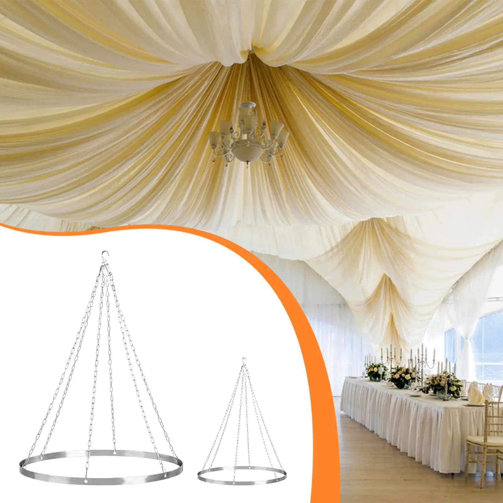 Ceiling Drapes Round Hoop Hardware Kit Stainless Steel Curtain Hanging Solution for Wall and Room Decoration