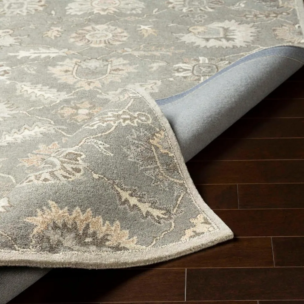 Tappeto tradizionale grigio antracite marrone crema, 5x8 piedi, perfetto per soggiorno, camera da letto, cucina, auto in misto lana di alta qualità