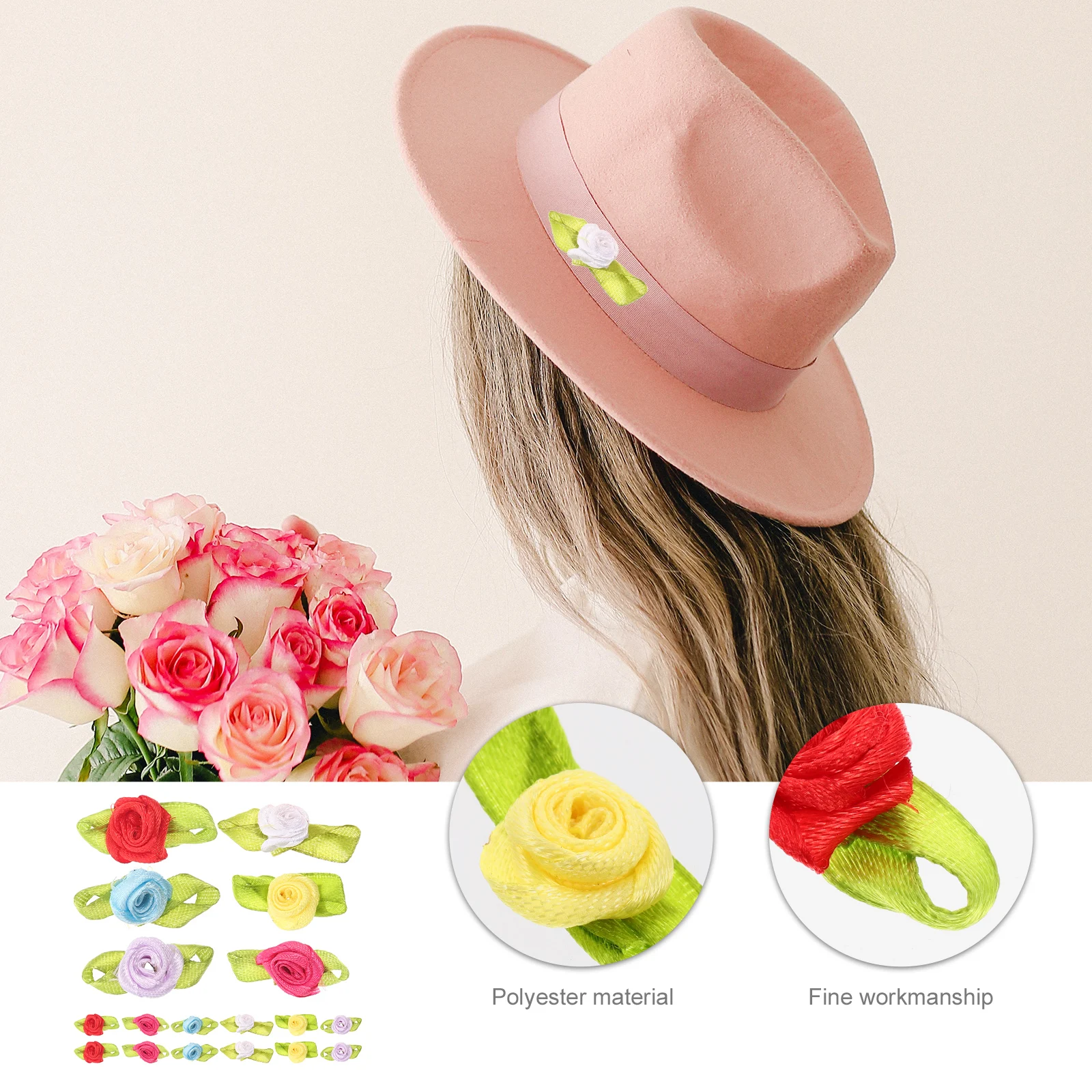 

200 Pcs Fabric Ribbon Roses Wedding Decor Artificial for Decoration Multifunction Polyester Small Flowers