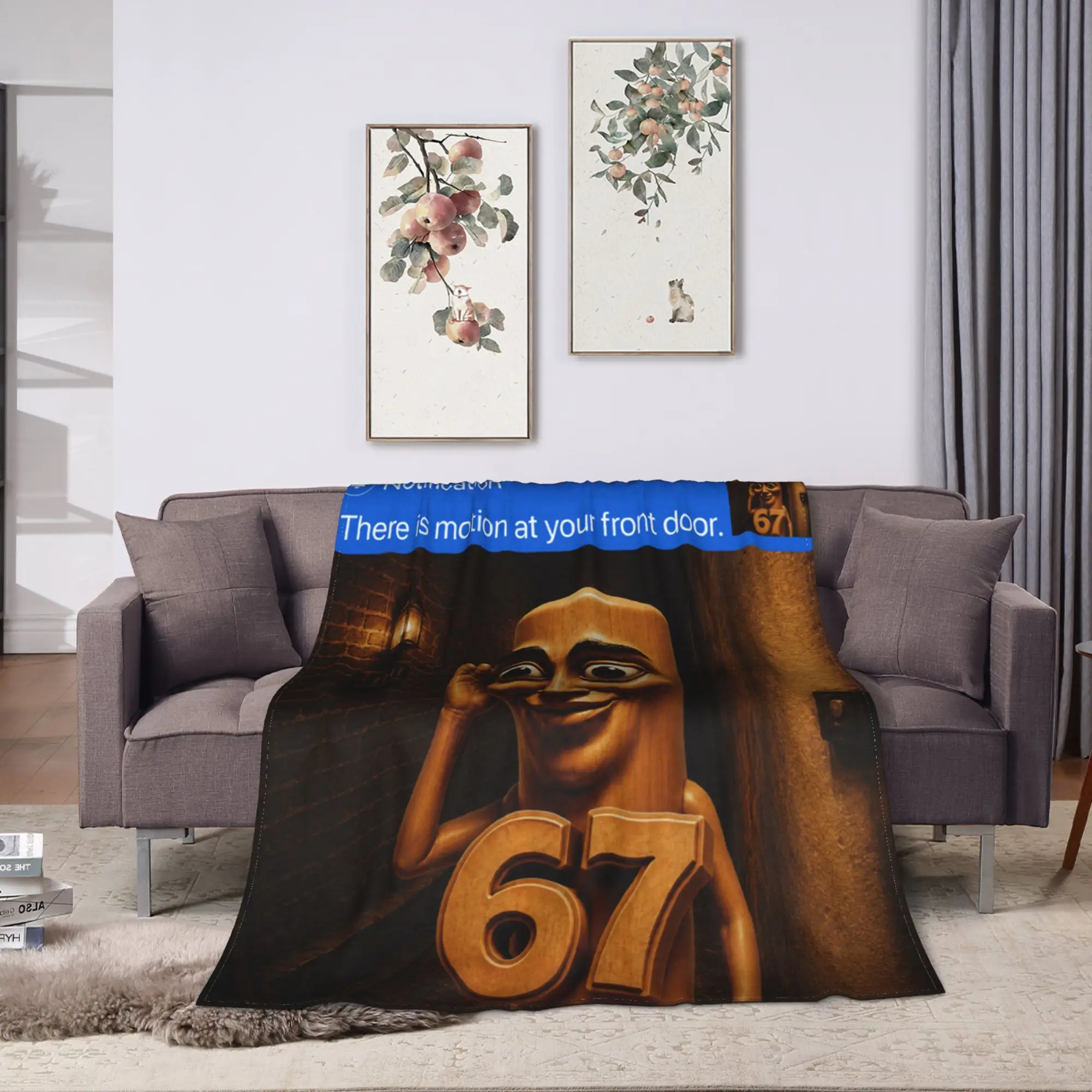 There is Motion at Your Front Door Tung Sahur SixSeven Warm Soft Blankets For Sofa Bed Throw Blanket Winter Flannel Bedspread