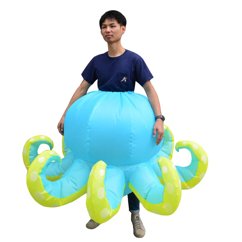 Adults Sea Monster Octopus Inflatable Costume Cartoon Blow Up Suit with Fan Funny Fancy Dress For Xmas Halloween Carnival Party - view 5