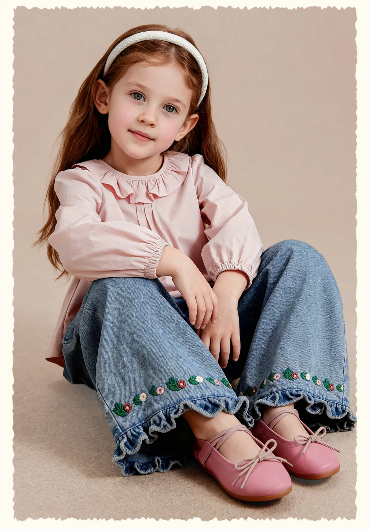Amila 2026 Herbst Neue Kinderjeans aus reiner Baumwolle, gewaschen, Vintage, weites Bein, modisch, lässig, bequem, weiche lange Hose für den täglichen Gebrauch. – Detail 9
