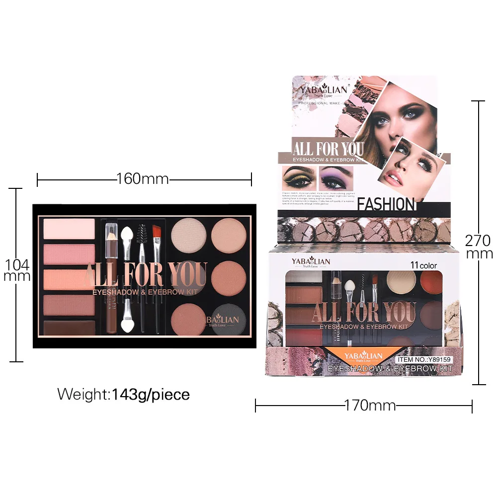 YABAOLIAN 11 Color Eye Shadow&Eyebrow Kit Waterproof Lasting Natural Matte Shimmer Eye Shadow Palette New Fashion Makeup Palette