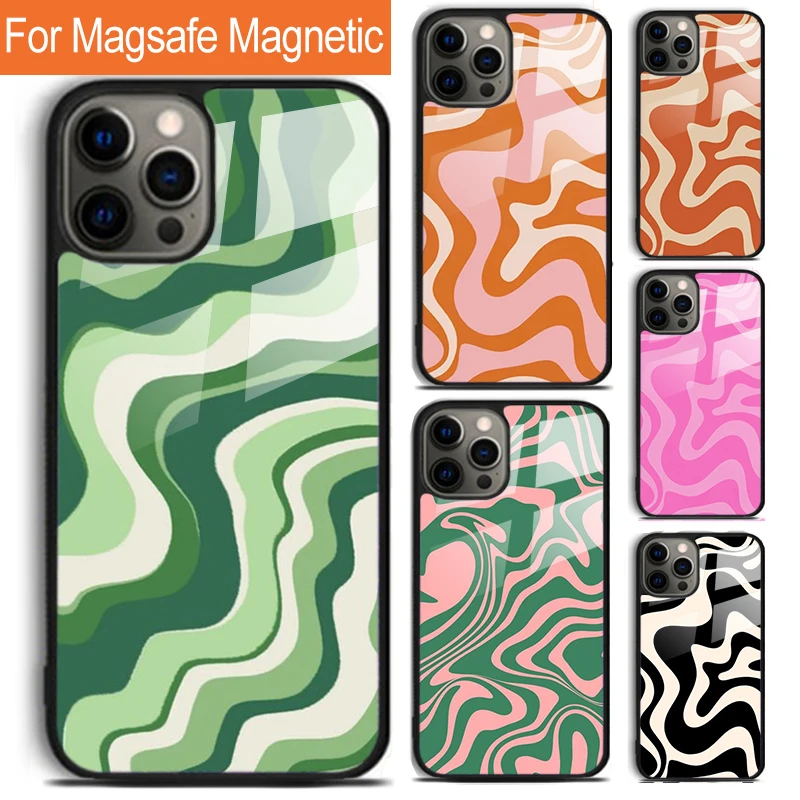 Liquid Swirl Abstract Pattern Phone Case For iPhone 16 15 14 13 12 11 Pro Max Plus Magsafe Magnetic Wireless Charging Cover