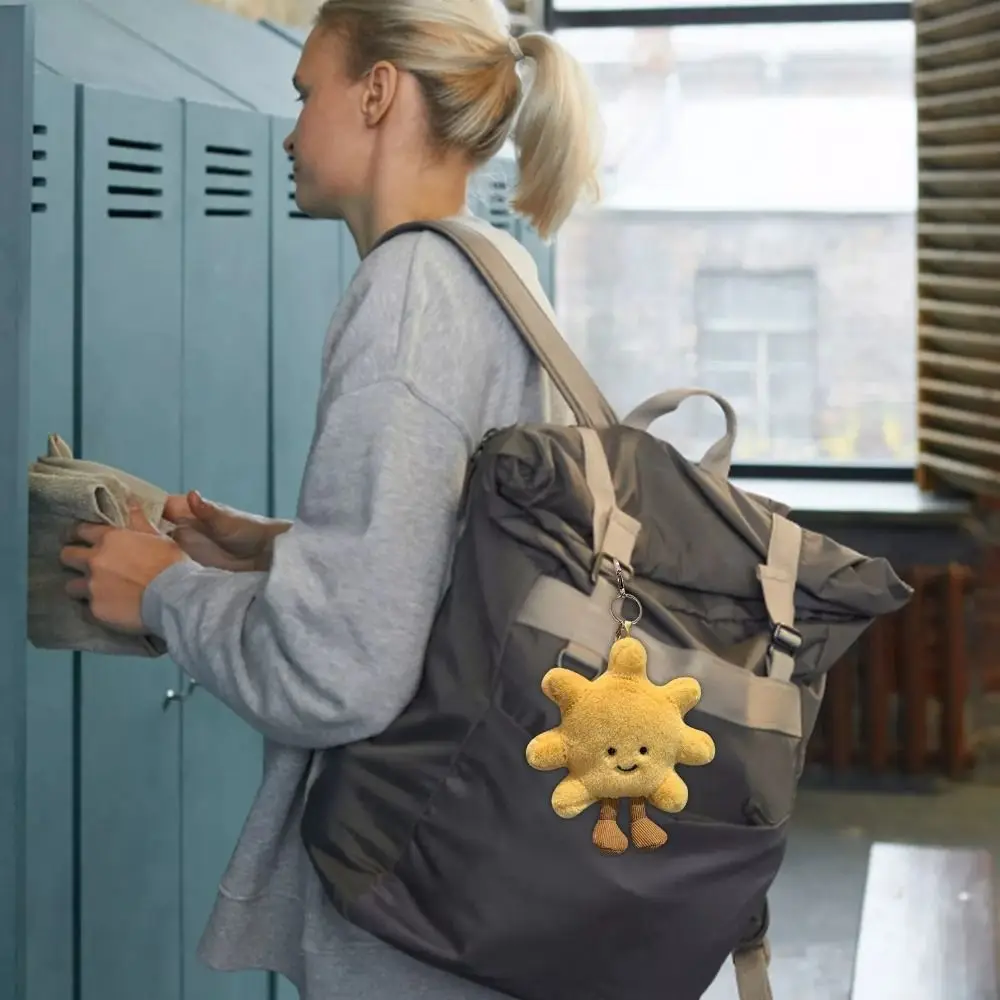 Moda dibujos animados sol bolsa encanto suave relleno portátil sol sonriente encanto lindo girasol llavero colgante