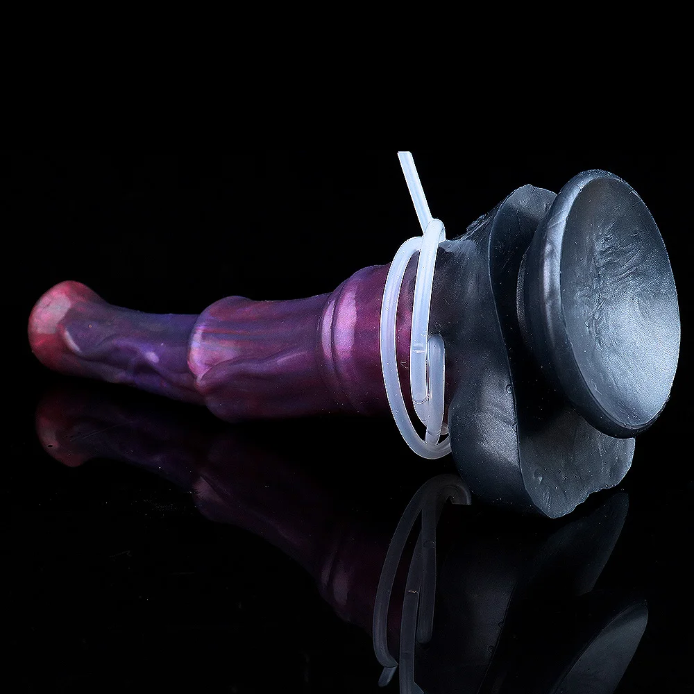 YOCY Long Squirting Fantasy Horse Dildo Colorful Purple Animal Ejaculating Silicone Penis Fetish Anal Sex Toys For Women Men view 6