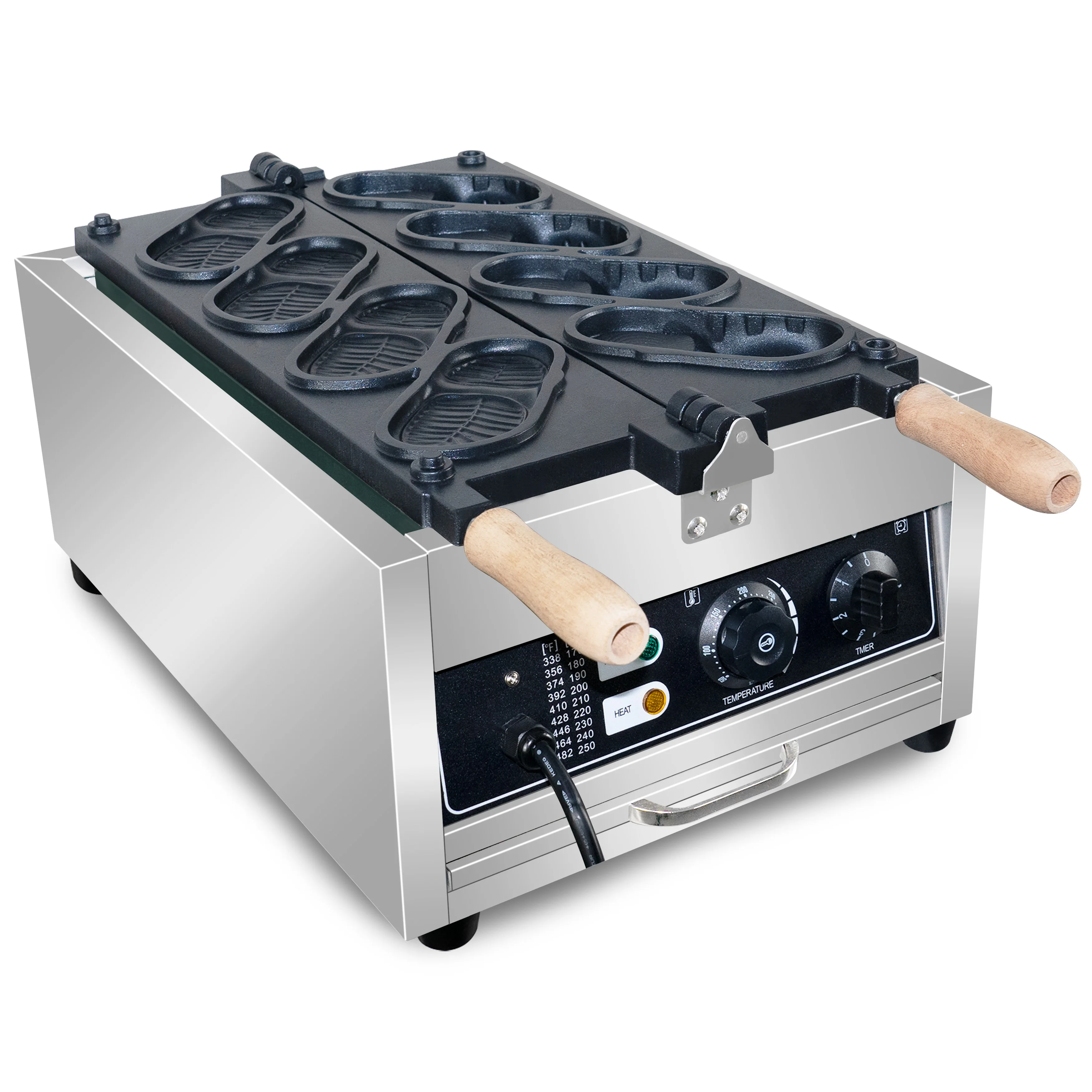 Electric Shoes Shape Waffle Making Machine Non-stick Coating 4pcs Shoe Shaped Bread Maker Baker Commercial