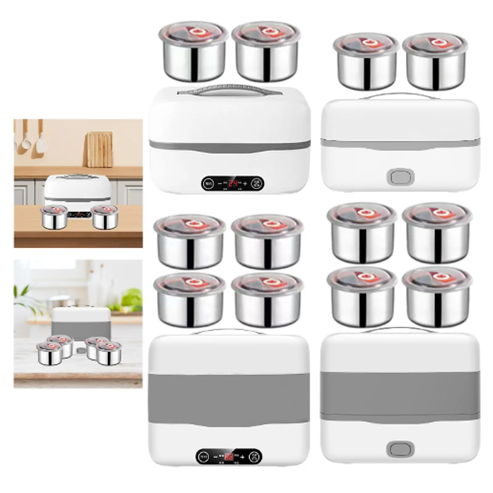 Electric Lunch Box Stainless Steel Bento Box Removable Lightweight US Plug Self Heating Lunch Box for Truck Work Travel Home Car
