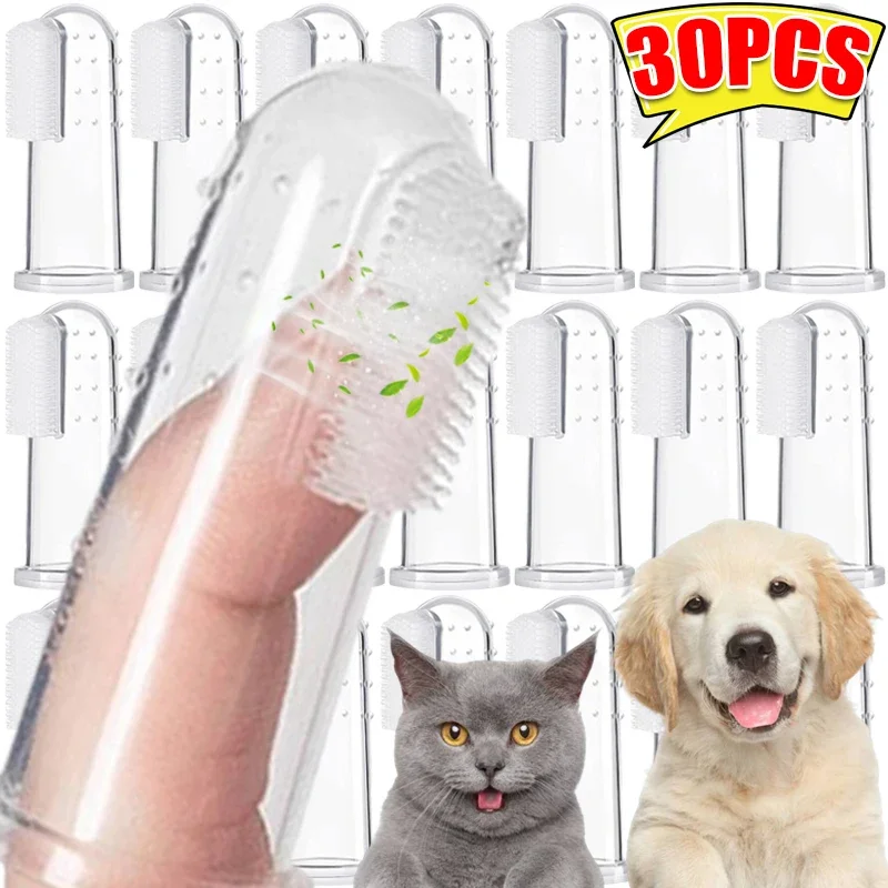 30/1PC Pet Teeth Cleaning Fingerbrush Soft Finger Cots Toothbrushes for Dog Cat Puppy Tooth Brush Cat Cleaning Tool Pet Supplies