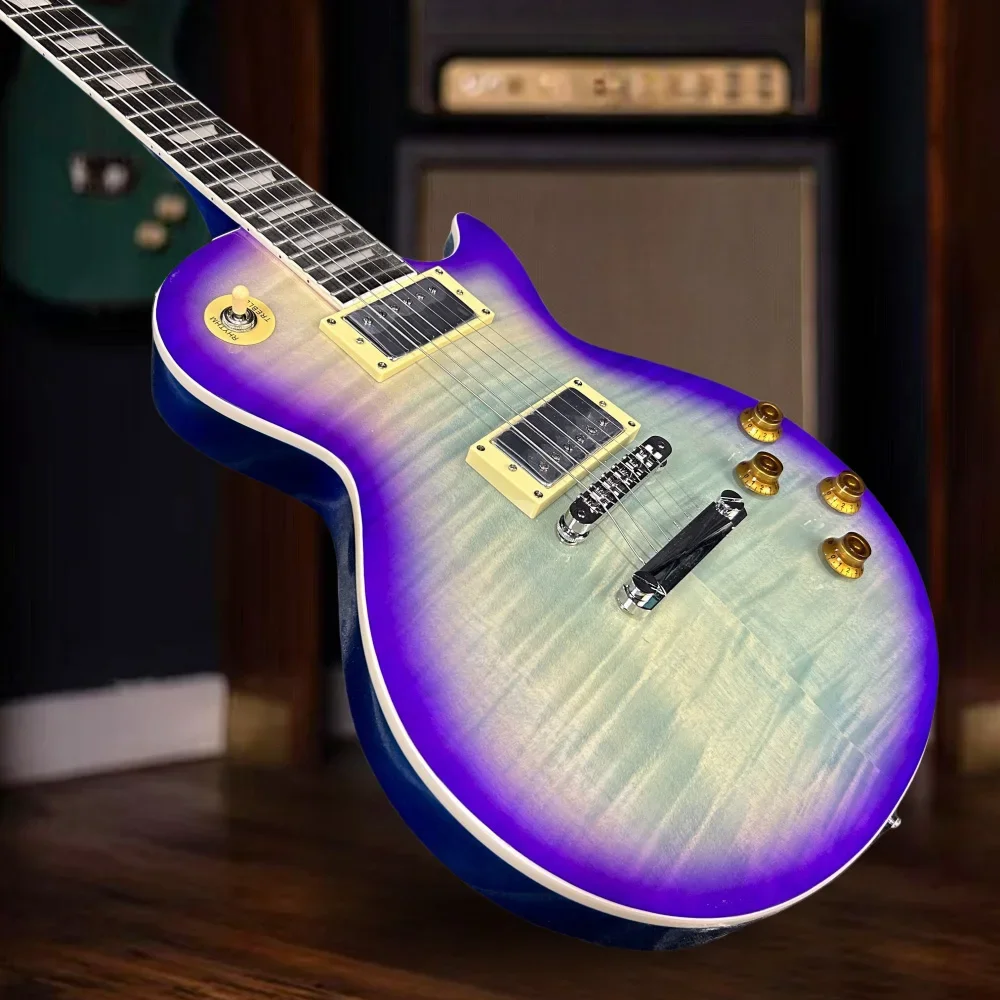 

Free Shipping Blueberry Gradient Mahogany Wood Top Chrome Hardware 6 Strings Mahogany Solid Body 2H Pickups