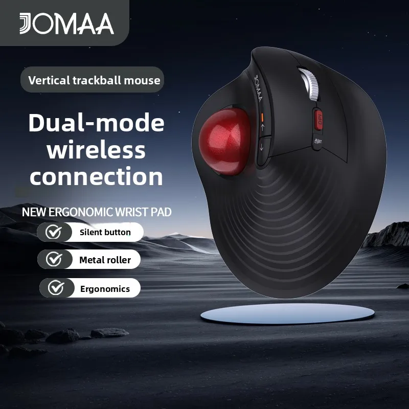 JOMaA D1186C Vertical Mouse Wireless Bluetooth Long Endurance Ergonomic Trackball Design Office Mute Mouse Computer Accessory