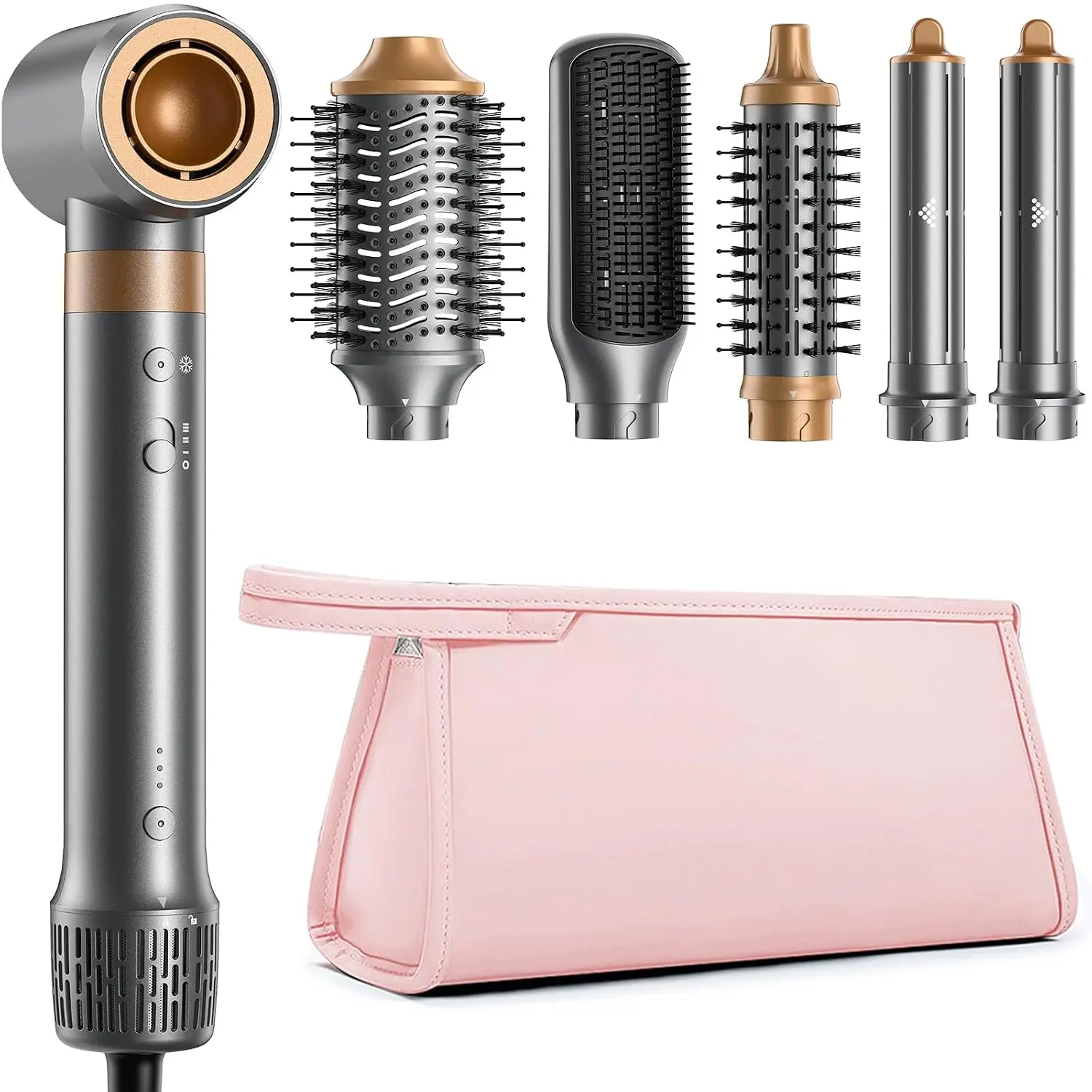 High-Speed 6-in-1 Hair Styler, Fast Drying No Heat Damage, Auto Wrap Curlers, Volumizing Brush, Travel Bag