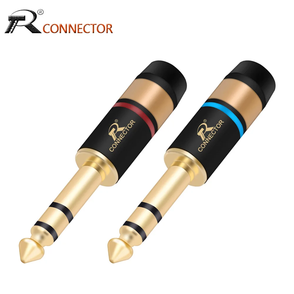 

1pair/2pcs 3 pole Jack 6.35 Speaker Plug Gold-plated Audio Connector 6.35mm MONO/stereo Jack Assembly Microphone wire connector
