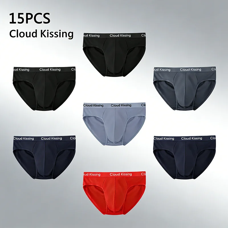 

Мужские трусы Cloud Kissing, 15 шт., мягкое дышащее нижнее белье со средней талией, однотонные трусы для мужчин, удобные для повседневного ношения