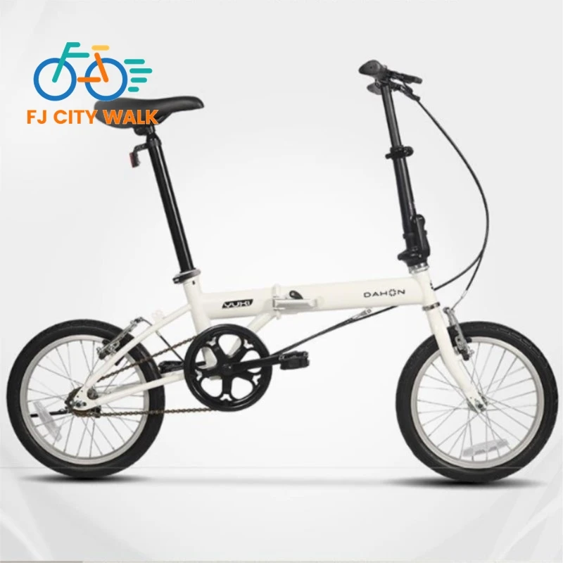 FJ Small Wheel Single Speed Durable Bicycle Classic Mini City Commuter Folding Bicycle Large Size 16 Inch Adult Outdoor Bicycle