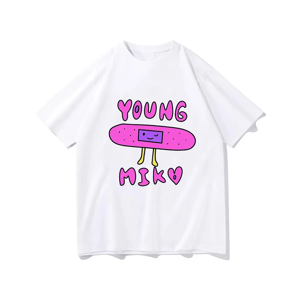 

Футболки с графическим принтом Singer Young Miko для мужчин и женщин, модные ретро-модные футболки с короткими рукавами в стиле Харадзюку, большие хлопковые уличные топы