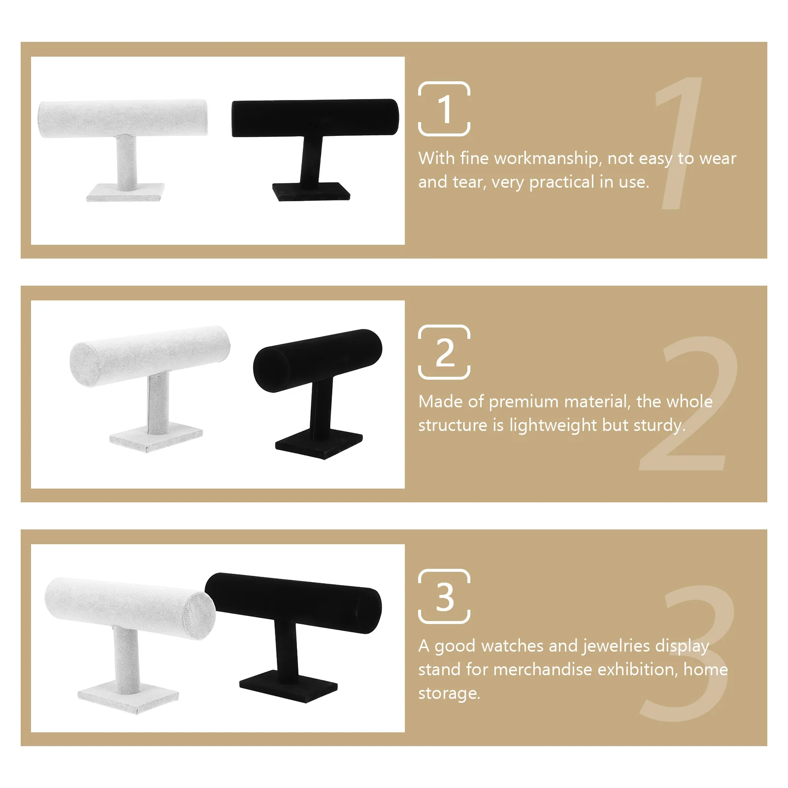 2Pcs Bracelet Jewelry Display Rack Necklace ganizer Home Storage Display Rack Black Plastic Lightweight Durable