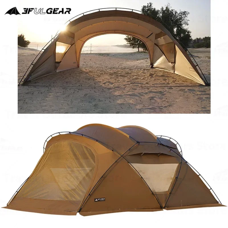 

3F UL GEAR 2023 Beetle Tent 16 ㎡Outdoor Кемпинг 40D нейлоновая сферическая палатка дышащая большая туннельная палатка с дымовым отверстием