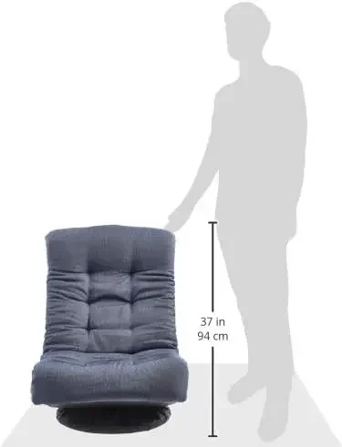 Basics Swivel Foam Lounge Chair - with Headrest, Adjustable, Denim, Blue, 26.3D x 23.5W x 13.7H in