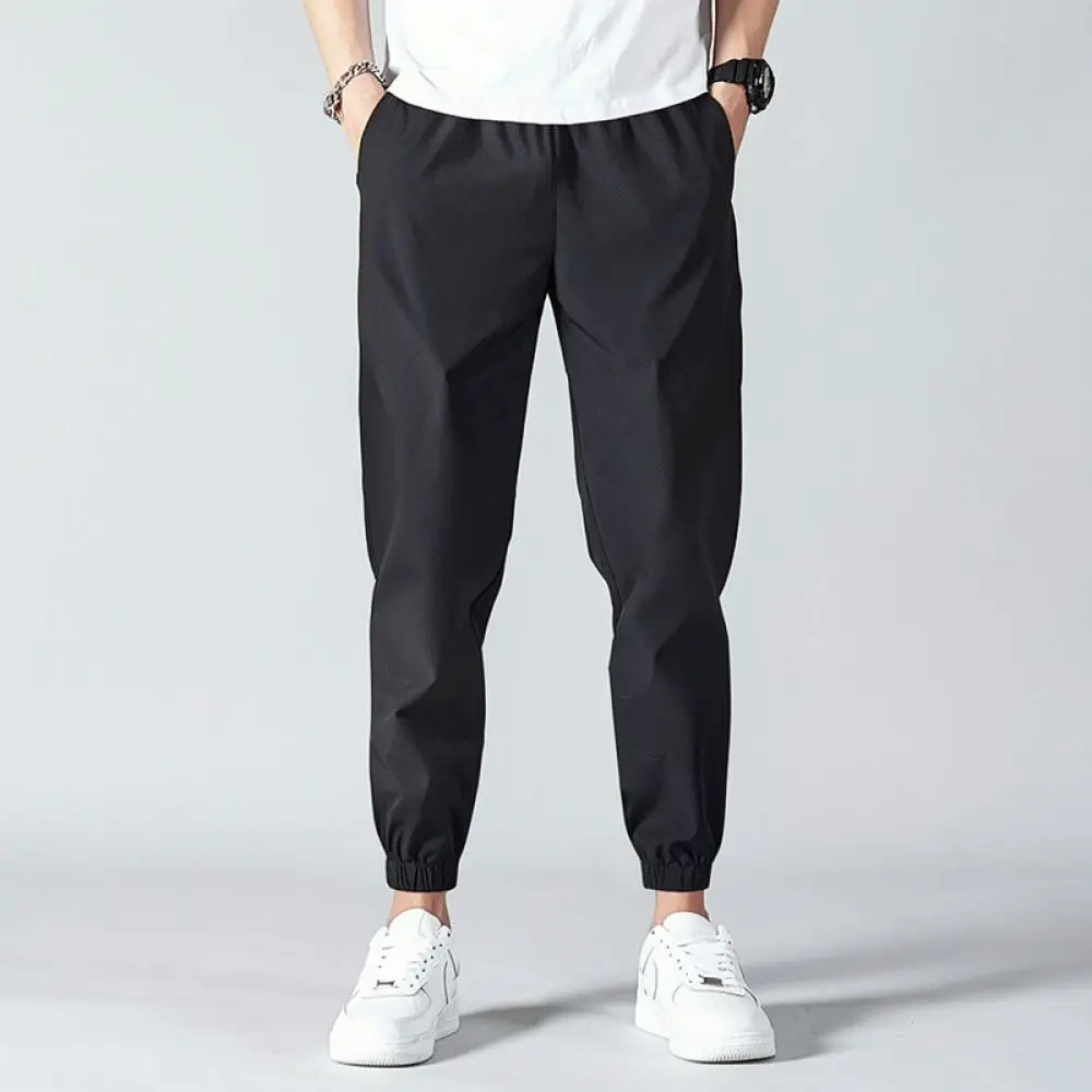 Breathable Mens Work Trousers Ice Silk Material Loose Straight Pants Elastic Comfortable Clothing For Kitchen Outdoor