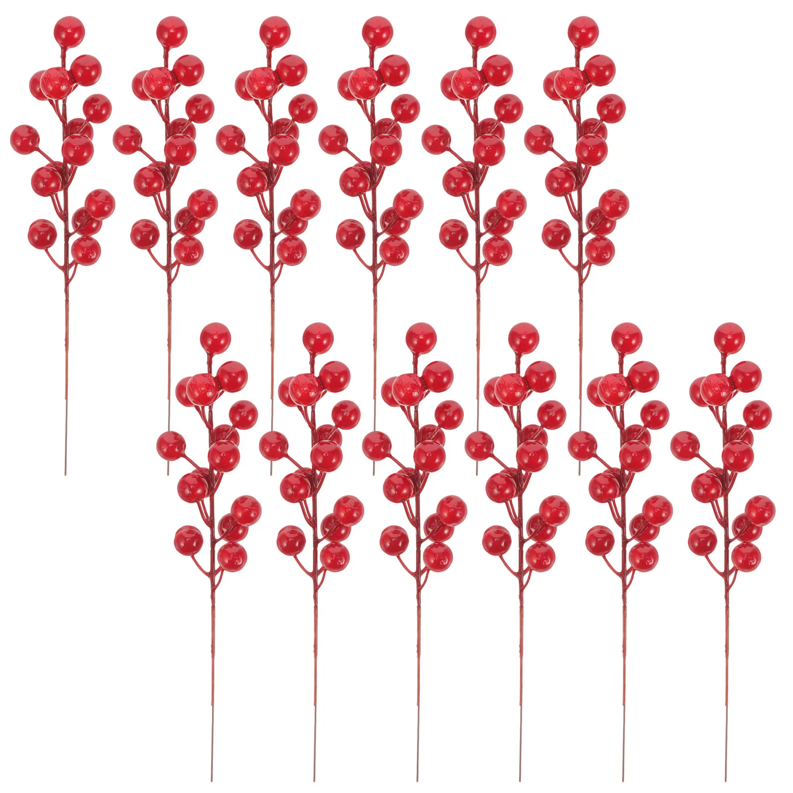 

12pcs Red Berry Stems Artificial Branches For Home Decor Wedding Party Xmas Decoration Simulation Flower Bouquet