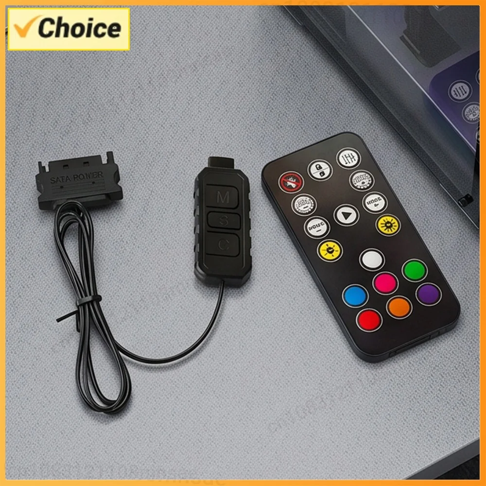 5V 3Pin ARGB Controller Kit Multipurpose SATA Power RGB Fan Controller Mini Controllers HUB Adapter for PC RGB Case Fans